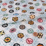 Rippled Cotton Demon Slayer on White (Length) 1=0.25yard