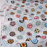 Rippled Cotton Demon Slayer on White (Length) 1=0.25yard