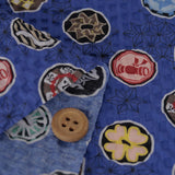 Rippled Cotton Demon Slayer on Blue (Length) 1=0.25yard