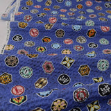 Rippled Cotton Demon Slayer on Blue (Length) 1=0.25yard