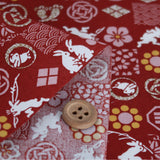 Playing Rabbits in Squares - Dark Red (Length) 1=0.25yard