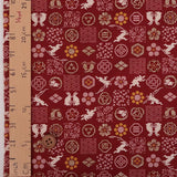 Playing Rabbits in Squares - Dark Red (Length) 1=0.25yard