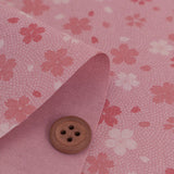 Cherry Blossoms on Dotted Wavy Pattern - Pink (Length) 1=0.25yard