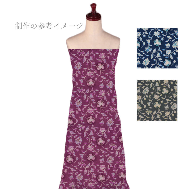 Sarasa Style Floral - Indigo (Length) 1＝0.25yard