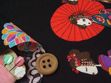 Maiko Girls on a Walk - Black (Length) 1=0.25yard