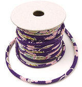 Chirimen Fabric Cord - 1/9in Tiny Cherry Blossoms on Purple (Quantity) 1=1yard
