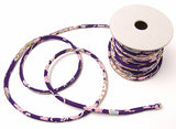Chirimen Fabric Cord - 1/9in Tiny Cherry Blossoms on Purple (Quantity) 1=1yard
