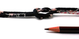 Chirimen Fabric Cord - 1/9in Tiny Cherry Blossoms on Black (Quantity) 1=1yard