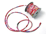Chirimen Fabric Cord - 1/9in Cherry Kanoko Dots on Red (Quantity) 1=1yard