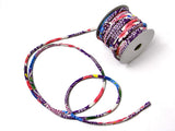 Chirimen Fabric Cord - 1/9in Cherry Kanoko Dots on Purple (Quantity) 1=1yard