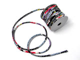 Chirimen Fabric Cord - 1/9in Cherry Kanoko Dots on Black (Quantity) 1=1yard