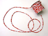Chirimen Fabric Cord - 1/9in Romantic Cherry Blossoms on Red (Quantity) 1=1yard