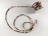 Chirimen Fabric Cord - 1/9in Colorful Cherry Blossoms on Water Black (Quantity) 1=1yard