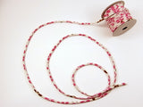Chirimen Fabric Cord - 1/9in Adorable Cherry Blossoms White (Quantity) 1=1yard