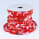 Chirimen Fabric Cord - 1/9in Perky Cherry Blossoms Red (Quantity) 1=1yard