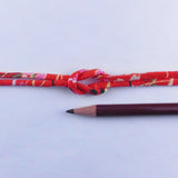 Chirimen Fabric Cord - 1/9in Perky Cherry Blossoms Red (Quantity) 1=1yard