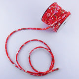 Chirimen Fabric Cord - 1/9in Perky Cherry Blossoms Red (Quantity) 1=1yard