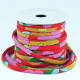 Chirimen Fabric Cord - 1/9in Plump Peonies Red (Quantity) 1=1yard