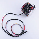 Chirimen Fabric Cord - 1/9in Elegant Flowers Black (Quantity) 1=1yard