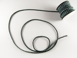 Chirimen Fabric Cord - 1/9in Green Kanoko Dots on Black (Quantity) 1=1yard