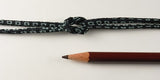 Chirimen Fabric Cord - 1/9in Green Kanoko Dots on Black (Quantity) 1=1yard