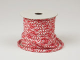 Chirimen Fabric Cord - 1/9in Asanoha Star Pattern Red/White (Quantity) 1=1yard