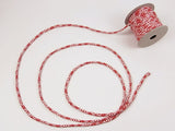 Chirimen Fabric Cord - 1/9in Asanoha Star Pattern Red/White (Quantity) 1=1yard