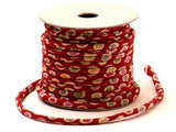 Chirimen Fabric Cord - 1/9in Colorful Dots on Red (Quantity) 1=1yard