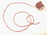 Chirimen Fabric Cord - 1/9in Colorful Dots on Red (Quantity) 1=1yard