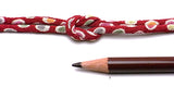 Chirimen Fabric Cord - 1/9in Colorful Dots on Red (Quantity) 1=1yard