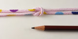 Chirimen Fabric Cord - 1/9in Colorful Dots on Pink (Quantity) 1=1yard