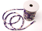 Chirimen Fabric Cord - 1/8in Tiny Cherry Blossoms on Purple (Quantity) 1=1yard