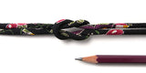 Chirimen Fabric Cord - 1/8in Round Mums on Black (Quantity) 1=1yard