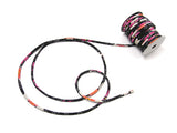 Chirimen Fabric Cord - 1/8in Cherry Blossoms on Black (Quantity) 1=1yard