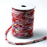 Chirimen Fabric Cord - 1/8in Cherry Kanoko Dots on Red (Quantity) 1=1yard