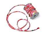 Chirimen Fabric Cord - 1/8in Cherry Kanoko Dots on Red (Quantity) 1=1yard