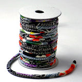 Chirimen Fabric Cord - 1/8in Cherry Kanoko Dots on Black (Quantity) 1=1yard