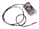 Chirimen Fabric Cord - 1/8in Cherry Kanoko Dots on Black (Quantity) 1=1yard