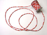 Chirimen Fabric Cord - 1/8in Romantic Cherry Blossoms on Red (Quantity) 1=1yard