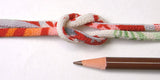 Chirimen Fabric Cord - 1/8in Japanese Floral Waves Red (Quantity) 1=1yard