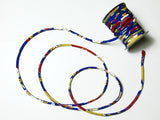 Chirimen Fabric Cord - 1/8in Peonies on Dark Blue (Quantity) 1=1yard