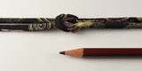 Chirimen Fabric Cord - 1/8in Swirls & Cherry Blossoms Black (Quantity) 1=1yard