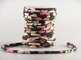 Chirimen Fabric Cord - 1/8in Colorful Cherry Blossoms on Water Black (Quantity) 1=1yard