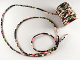 Chirimen Fabric Cord - 1/8in Colorful Cherry Blossoms on Water Black (Quantity) 1=1yard