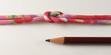 Chirimen Fabric Cord - 1/8in Cute Peonies Red/Dark Pink (Quantity) 1=1yard