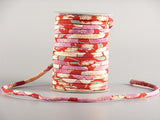 Chirimen Fabric Cord - 1/8in Double Cherry Blossoms in Red (Quantity) 1=1yard