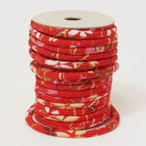 Chirimen Fabric Cord - 1/8in Perky Cherry Blossoms Red (Quantity) 1=1yard