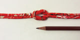 Chirimen Fabric Cord - 1/8in Perky Cherry Blossoms Red (Quantity) 1=1yard