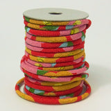 Chirimen Fabric Cord - 1/8in Plump Peonies Red (Quantity) 1=1yard