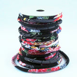 Chirimen Fabric Cord - 1/8in Elegant Flowers Black (Quantity) 1=1yard
